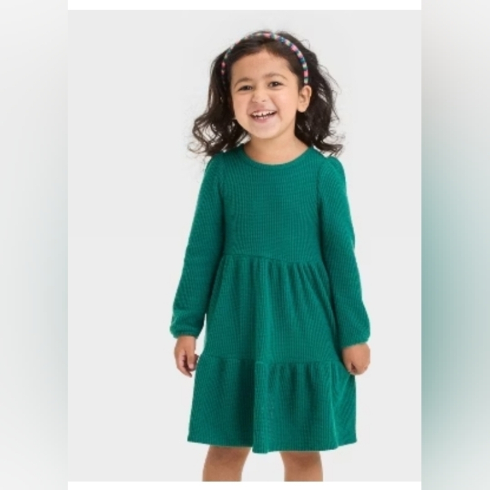 Cat & Jack Toddler Girls' Cozy Dress Dark Green